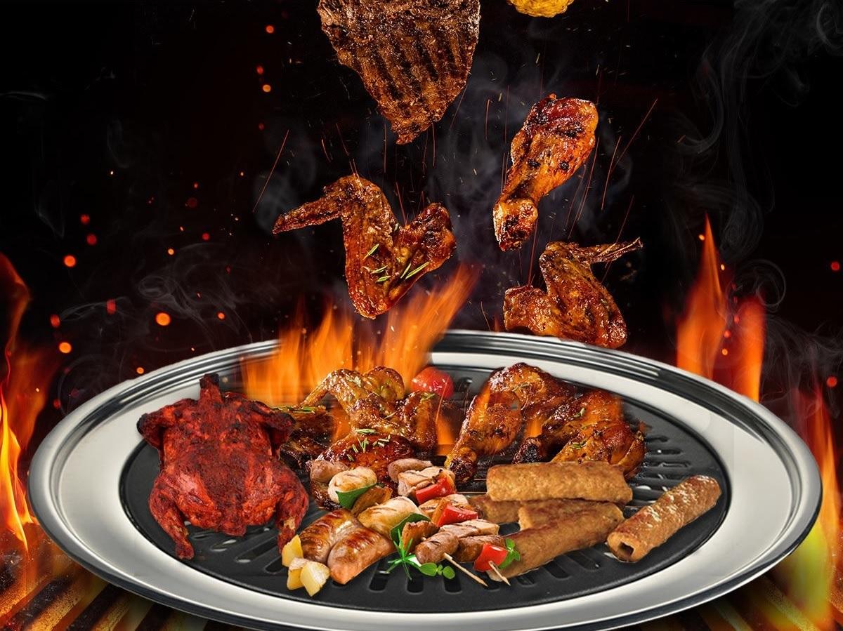 Smokeless Non-Stick Barbeque Grill for Oil Free Cooking