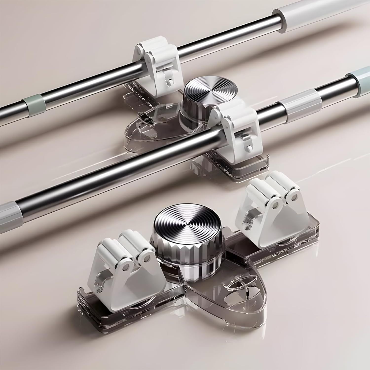 DRILL-FREE WALL-MOUNT MOP AND BROOM HOLDER