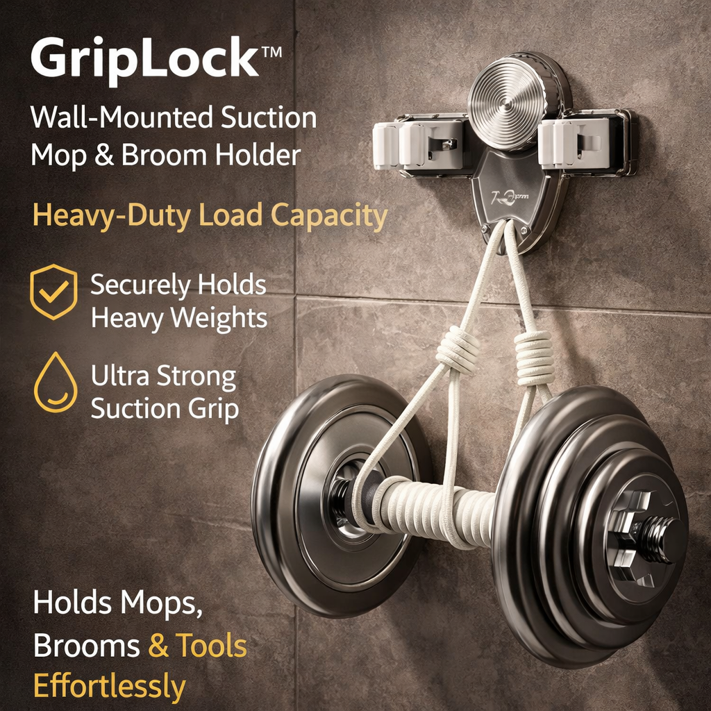 DRILL-FREE WALL-MOUNT MOP AND BROOM HOLDER