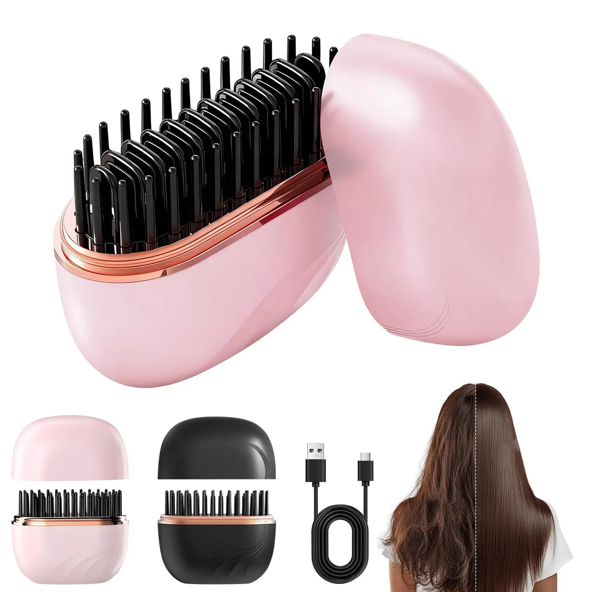 Mini Cordless Hair Straightener Brush