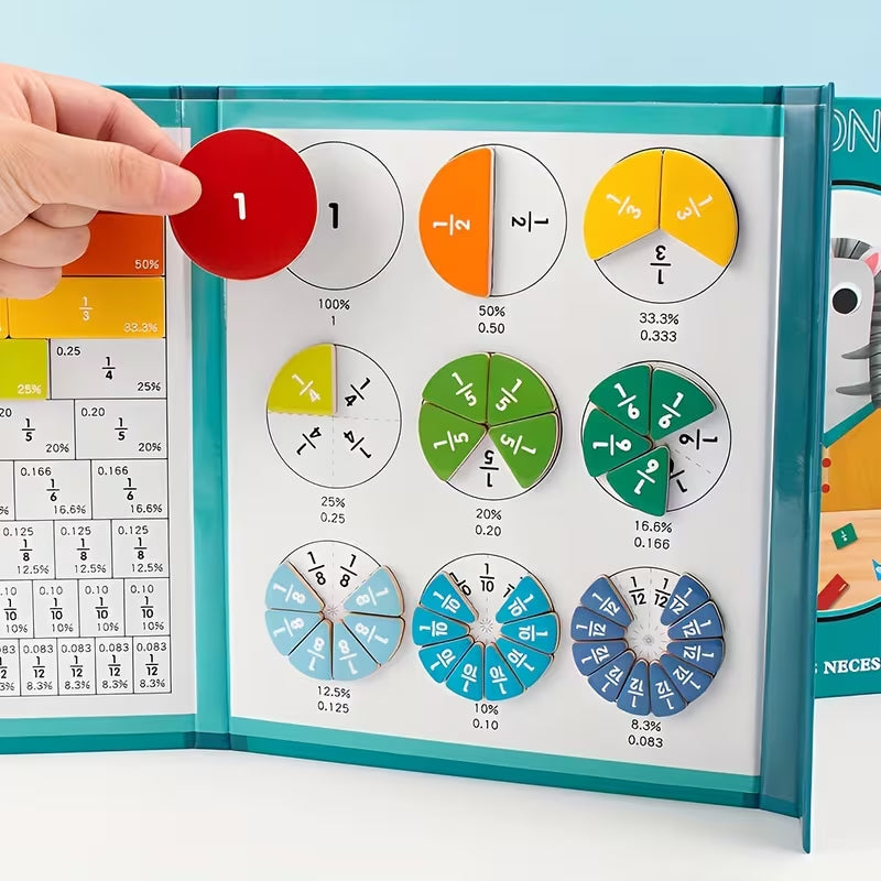 Magnetic book fraction puzzle for children