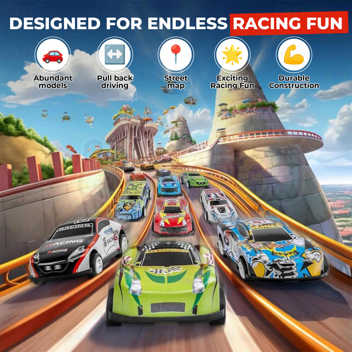 Pullback car set toy 48 pcs
