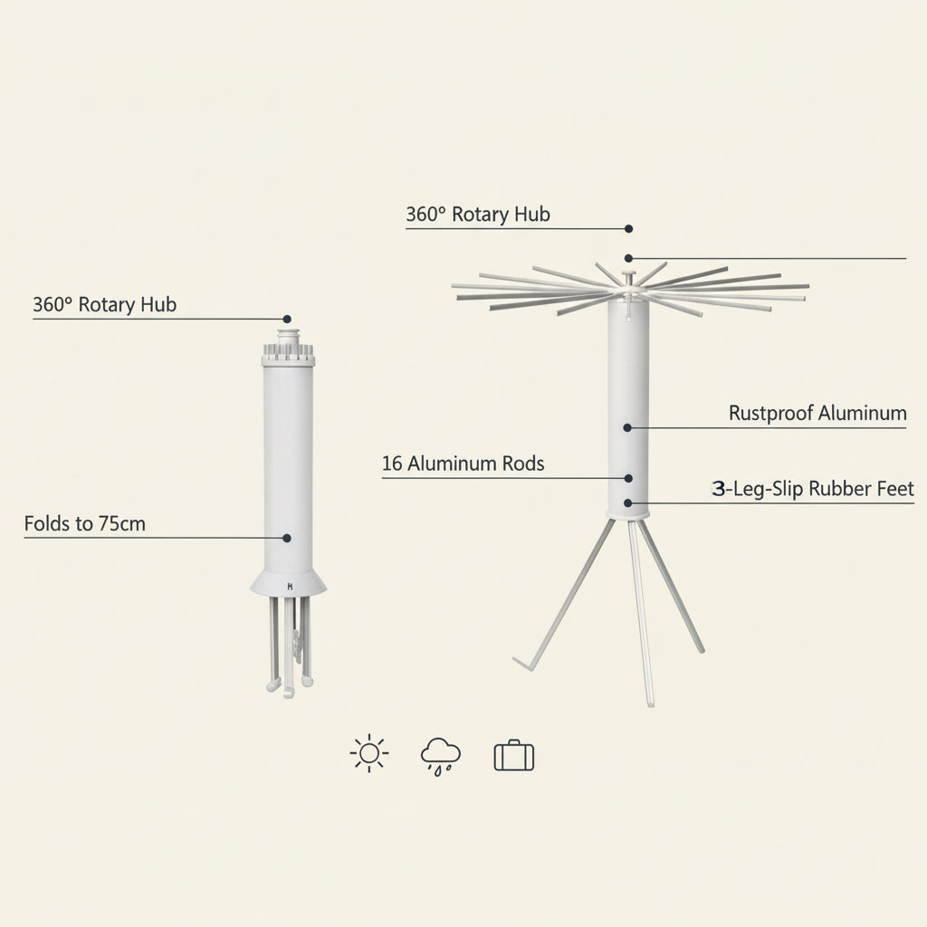 Multifunctional Foldable Outdoor Clothes Drying Stand