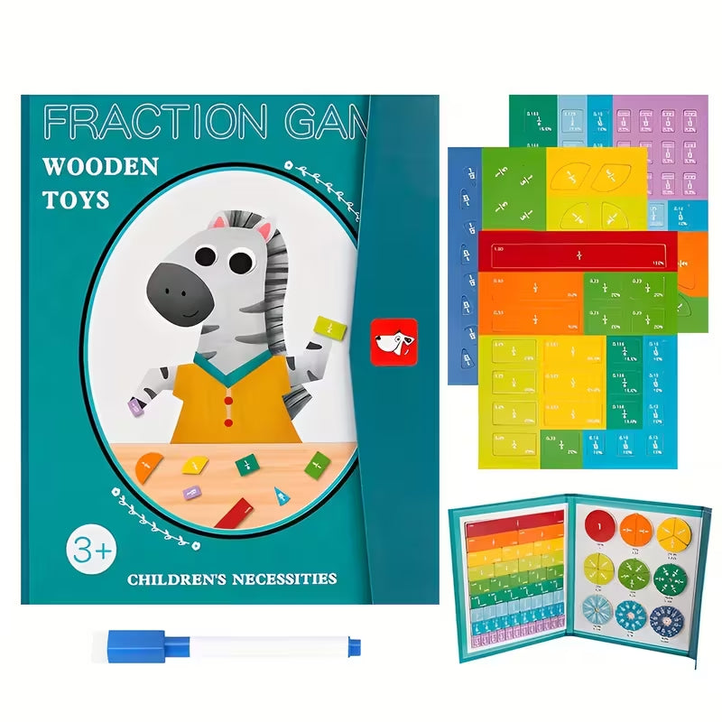 Magnetic book fraction puzzle for children