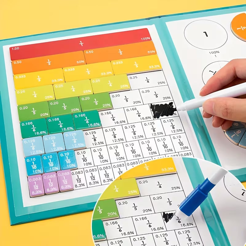 Magnetic book fraction puzzle for children