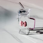 Bownot Glass Cup with Straws and Lids