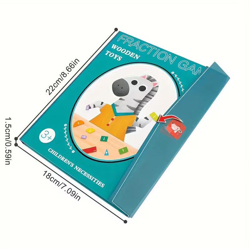 Magnetic book fraction puzzle for children
