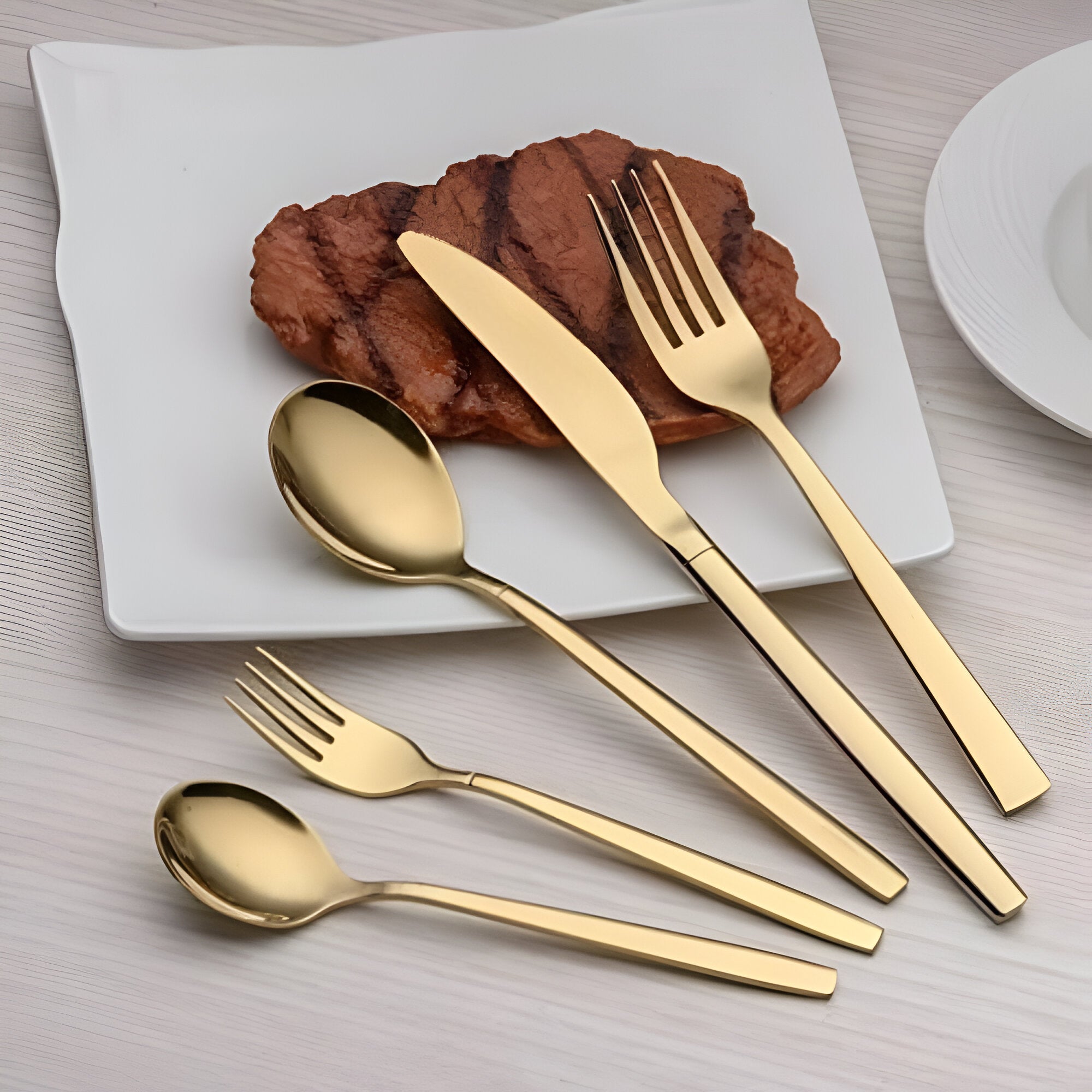 Premium 5pc Gold Finish Flatware Set