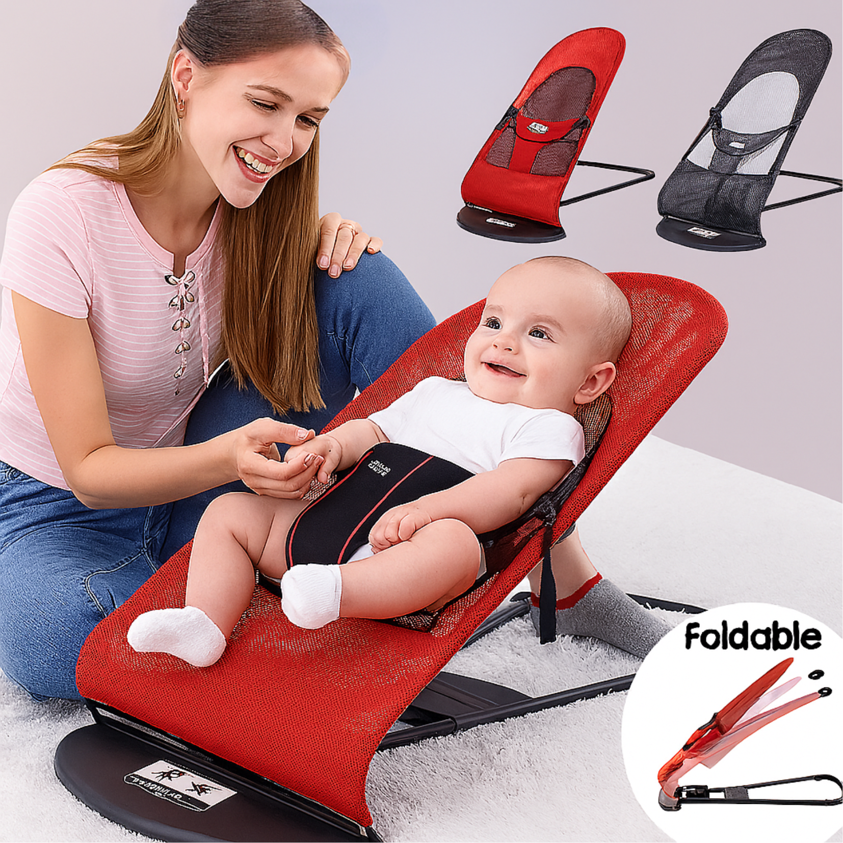 Portable Baby Bouncer Seat for Infants, 0-18 Months